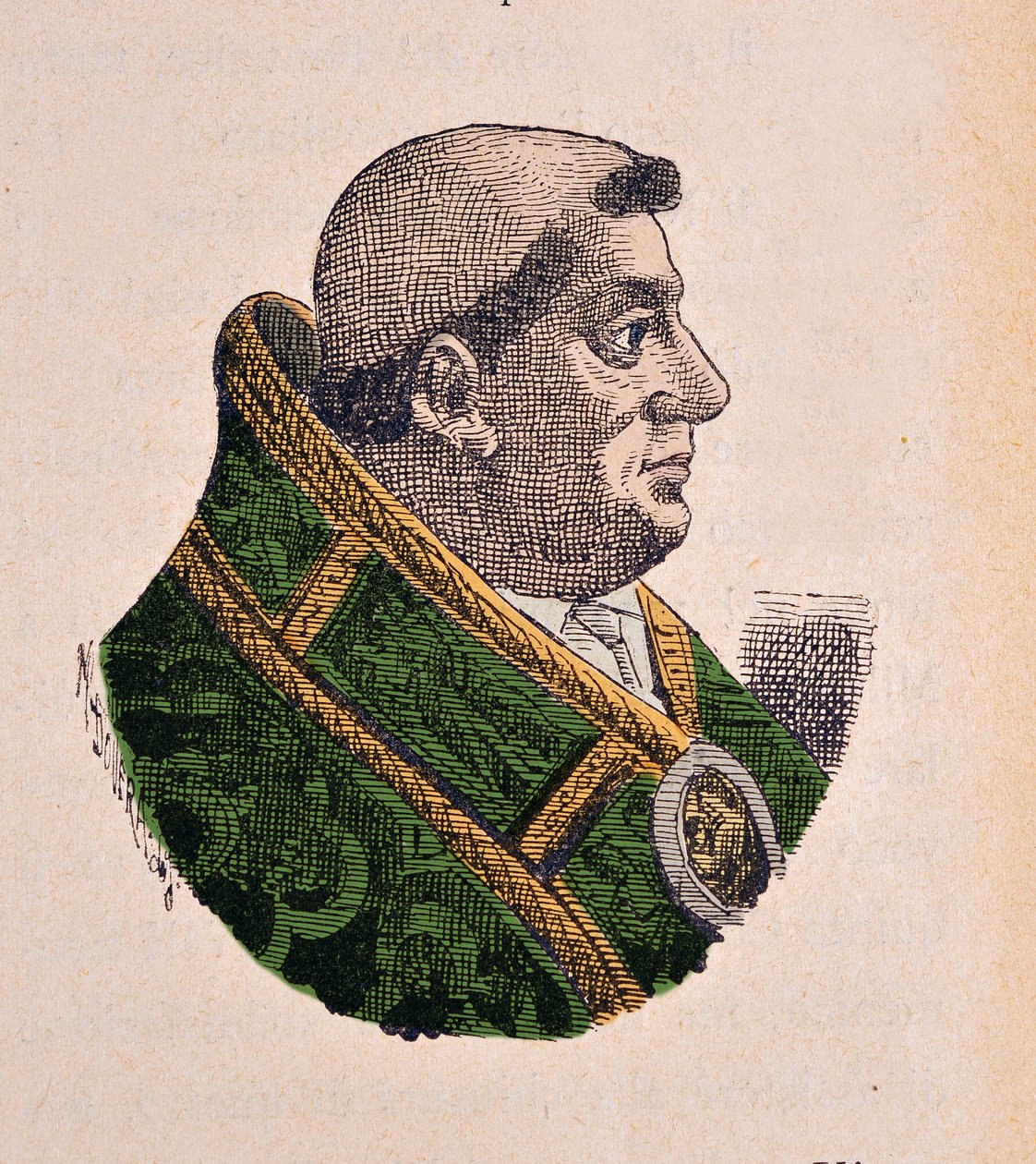 Porträtt av påven Jules II (Giulio II Julius, 1503-1513), 1898 (gravyr med senare färgsättning) av Italian School