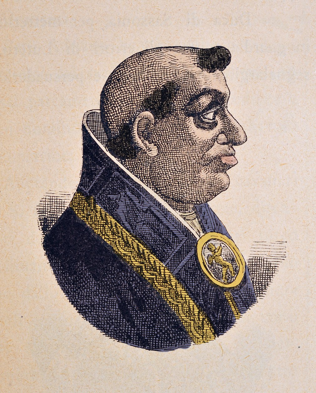 Porträtt av påven Leon X (Leo, Leone eller Giovanni de Leorenzo de Medicis) (1513-1521), 1898 (gravyr med senare färgsättning) av Italian School