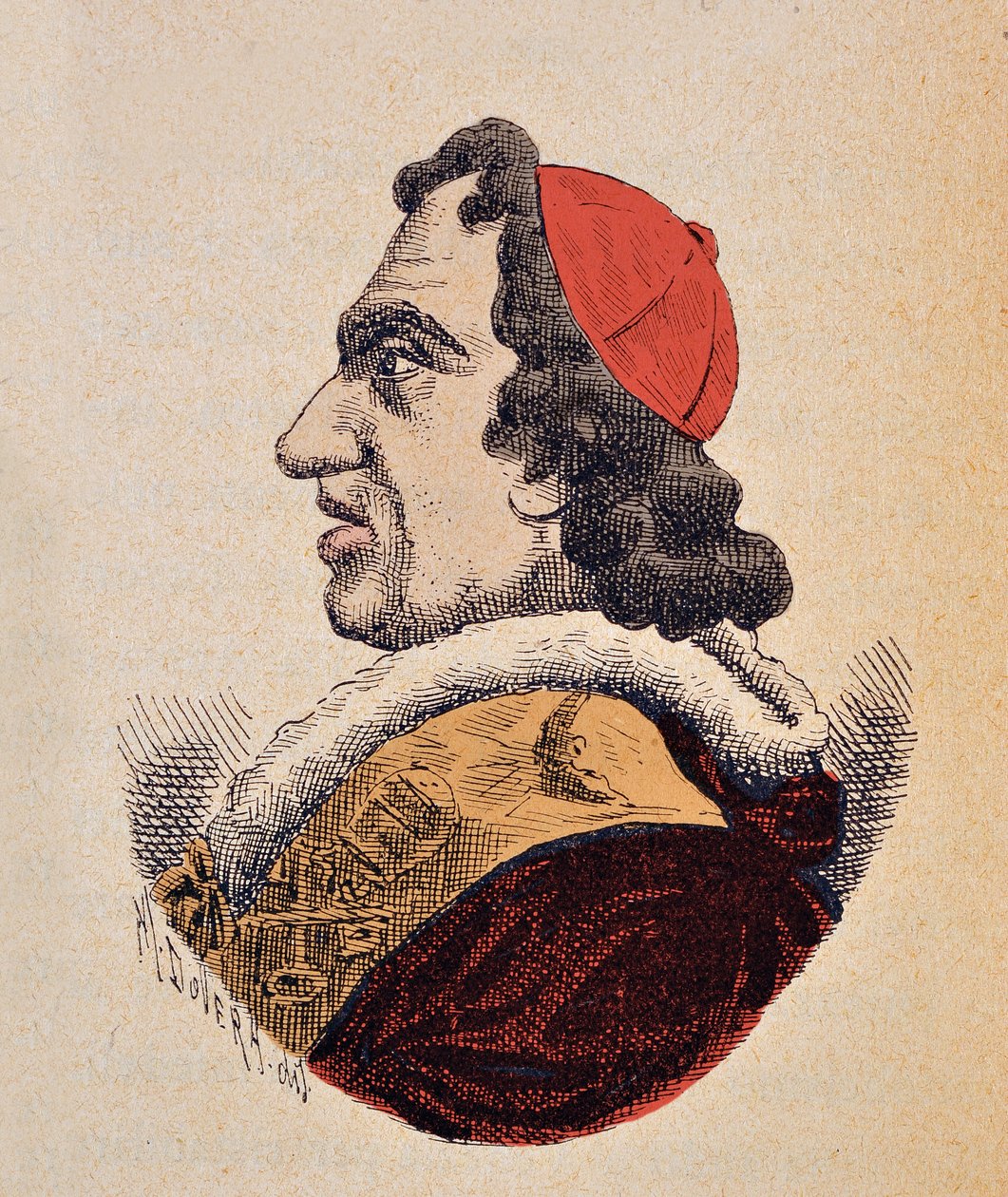 Porträtt av påven Pie VII (Pius eller Pio) (1800-1823), 1898 (gravyr med senare färgsättning) av Italian School