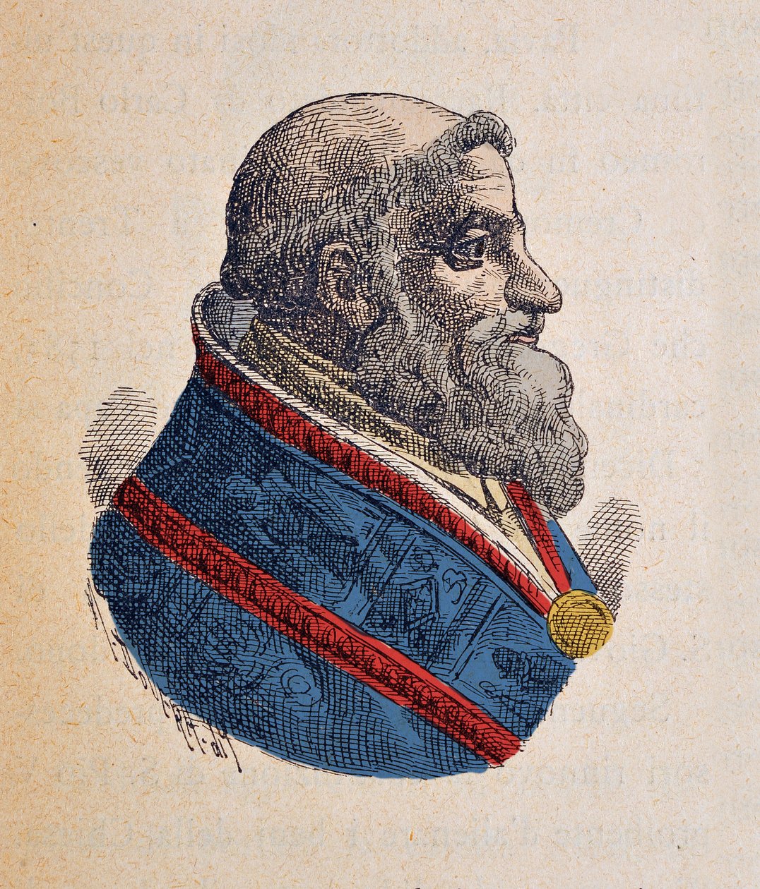 Porträtt av påven Sixte V eller kvint (Sixtus, Sisto eller Xystus) (1585-1590), 1898 (gravyr med senare färgsättning) av Italian School