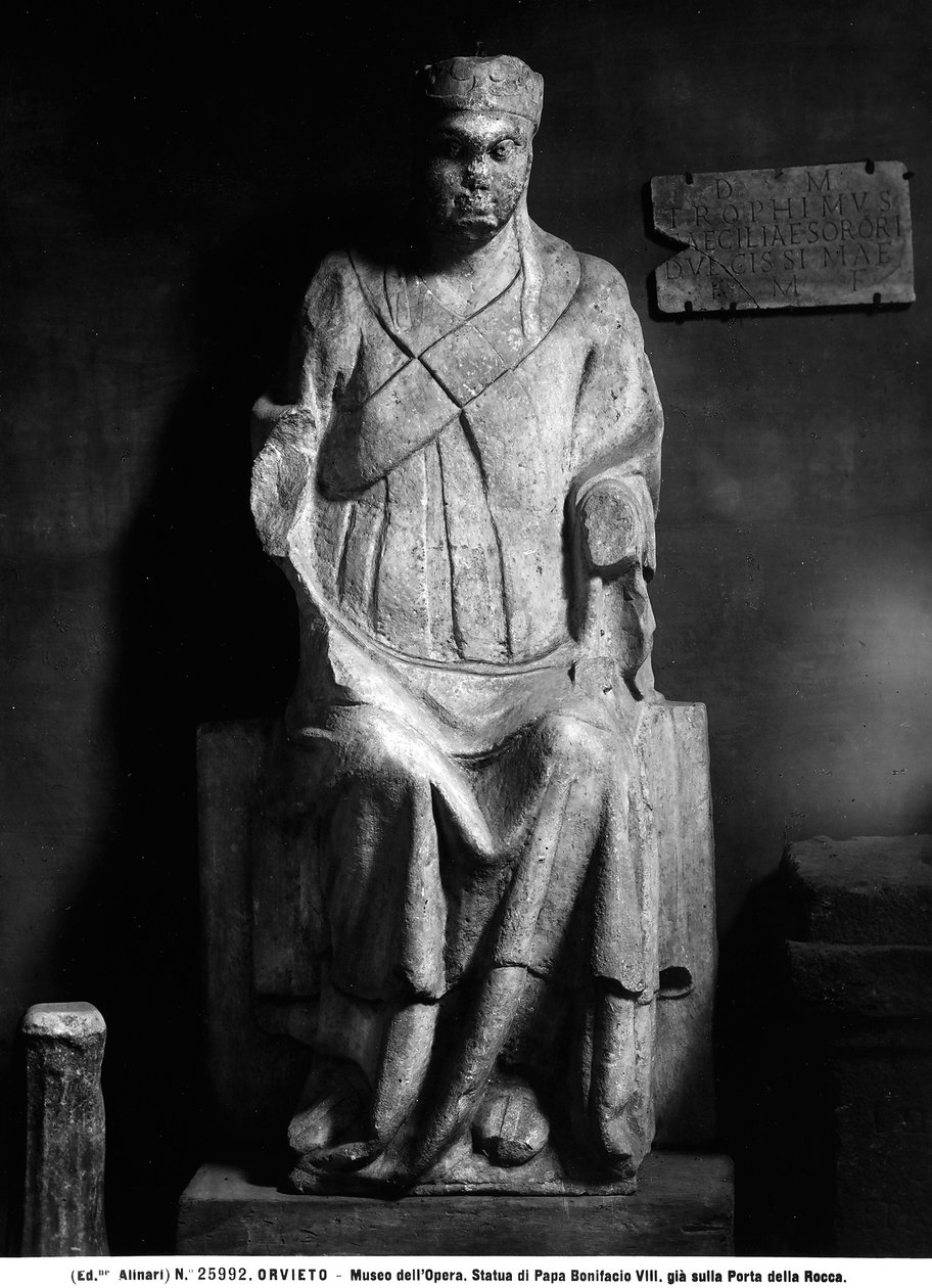 Staty av påven Bonifatius VIII (ca 1235-1303) av Italian School