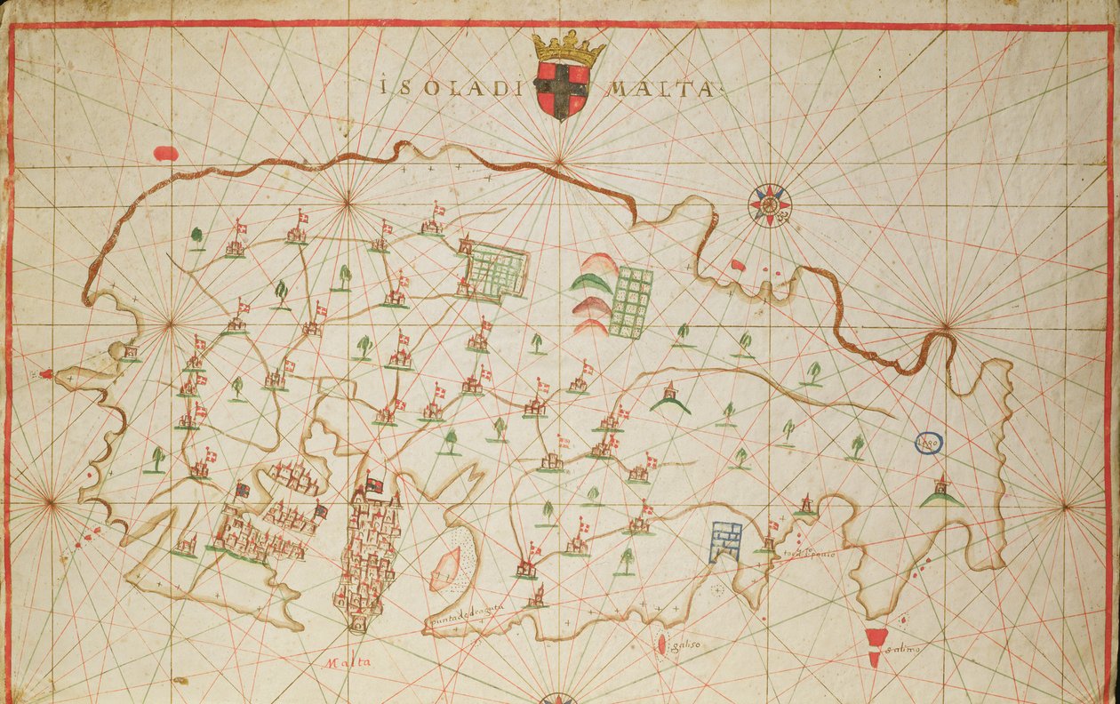 Ön Malta, från en nautisk atlas, 1646 (bläck på veläng) (se även 330943) av Italian School