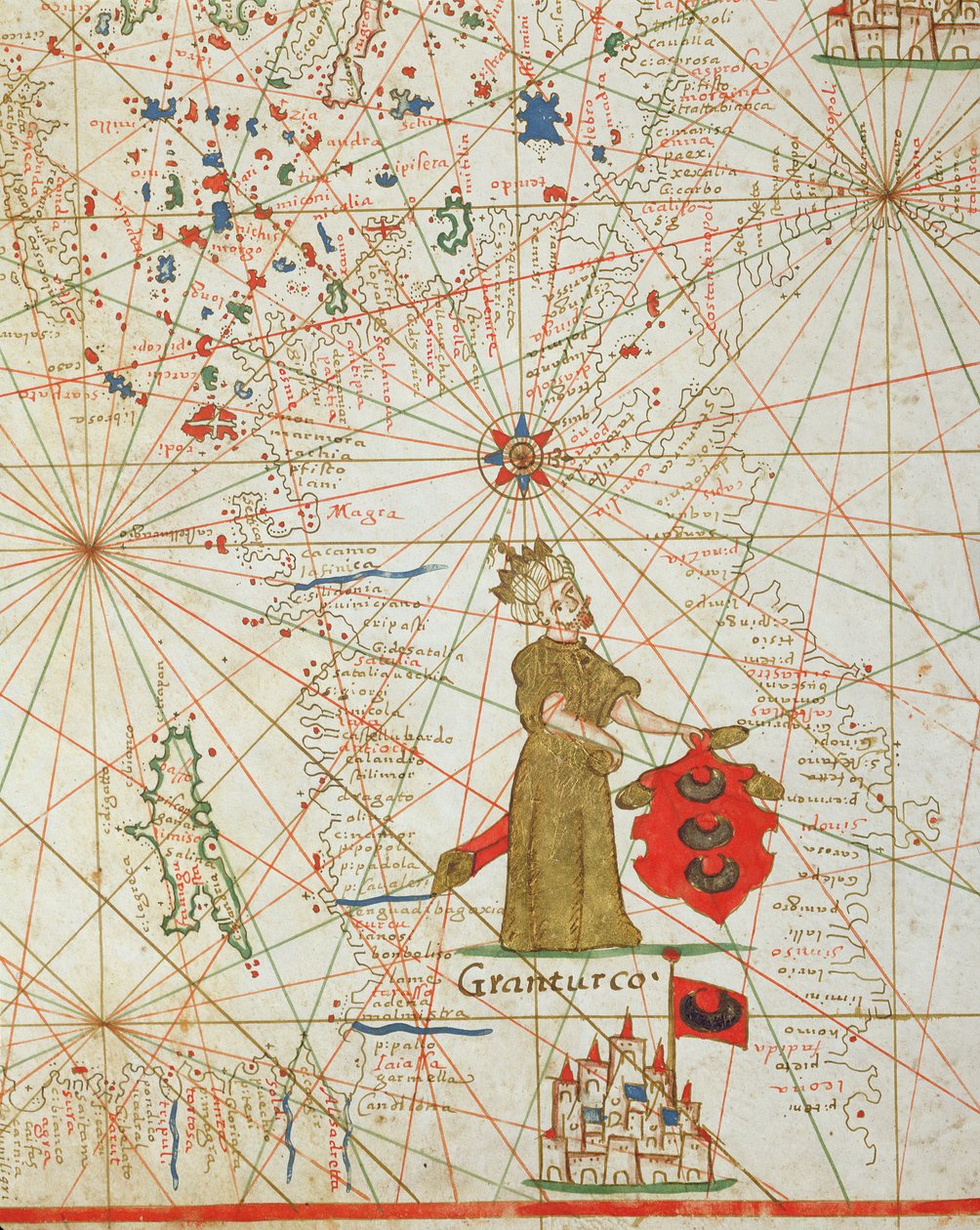 Det turkiska imperiet, från en nautisk atlas, 1646 (bläck på veläng) av Italian School