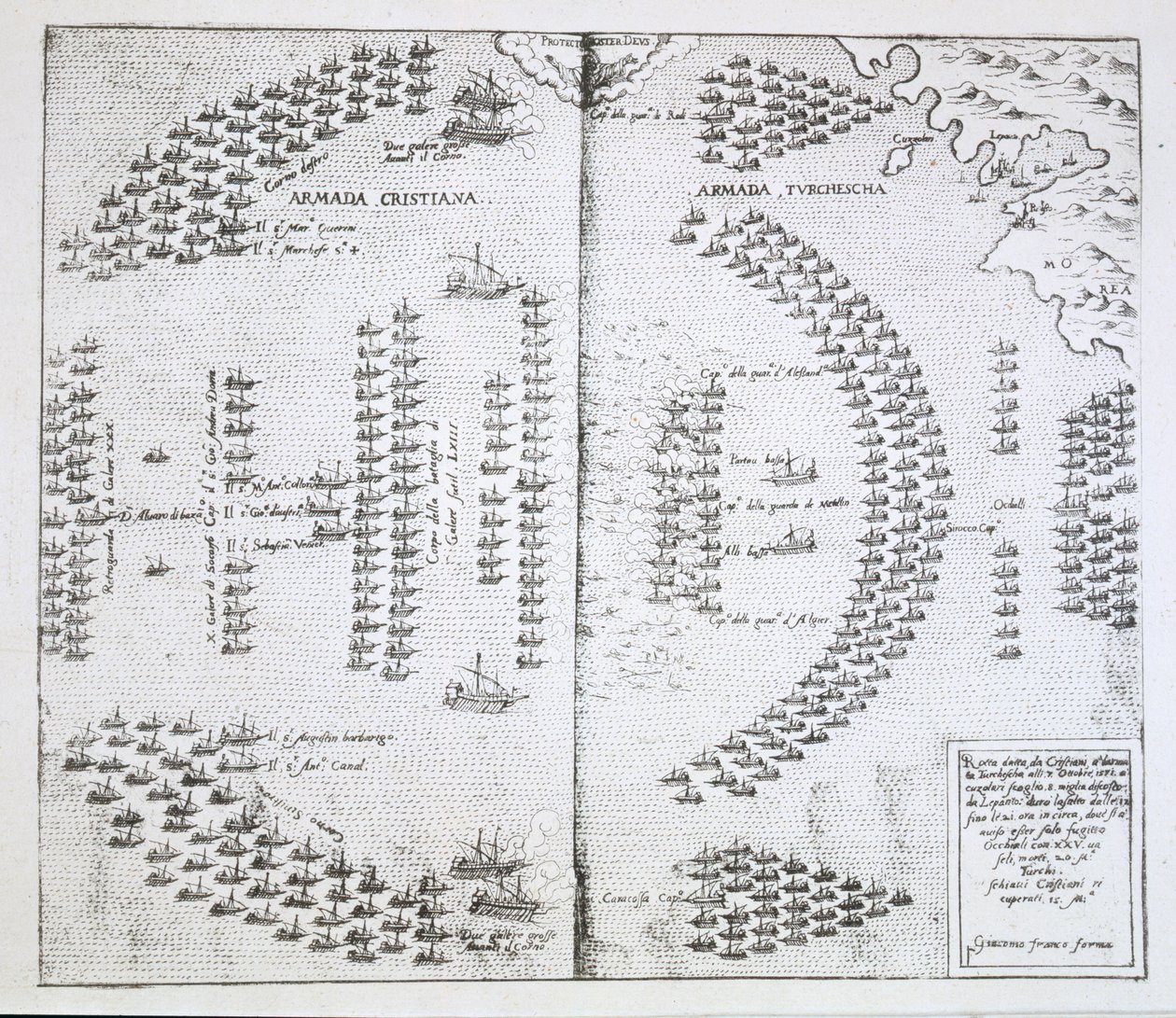 Flottorna står vända mot varandra, illustration från Giacomo Francos Habiti d