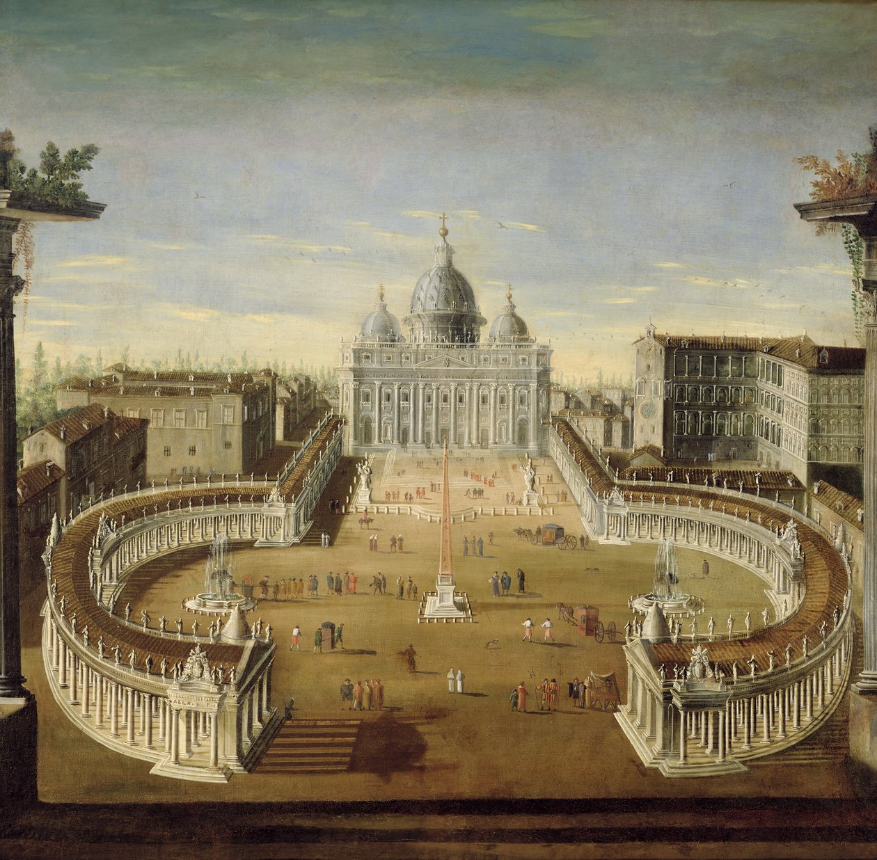Udsigt over Sankt Peterskirken, Rom, 1665 swed av Italian School
