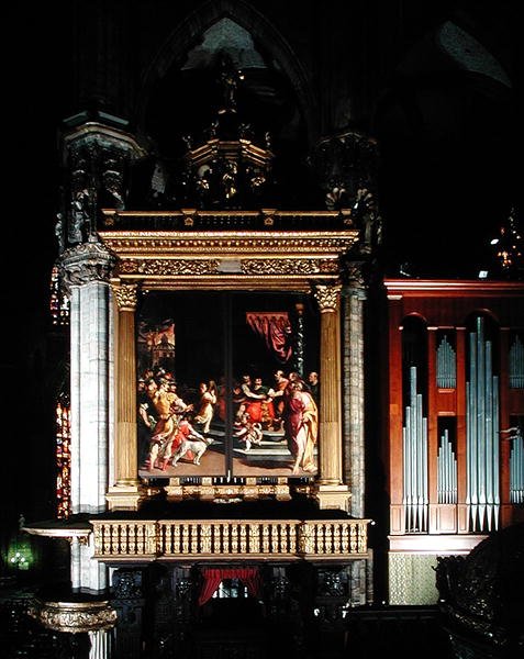 Utsikt över orgeln (1559-1602) gjord av Giuseppe Meda (fl.1551 d.1599) Ambrogio Giovanni Figino (1548-1608) och Camillo Procaccini (1555-1629) av Italian School