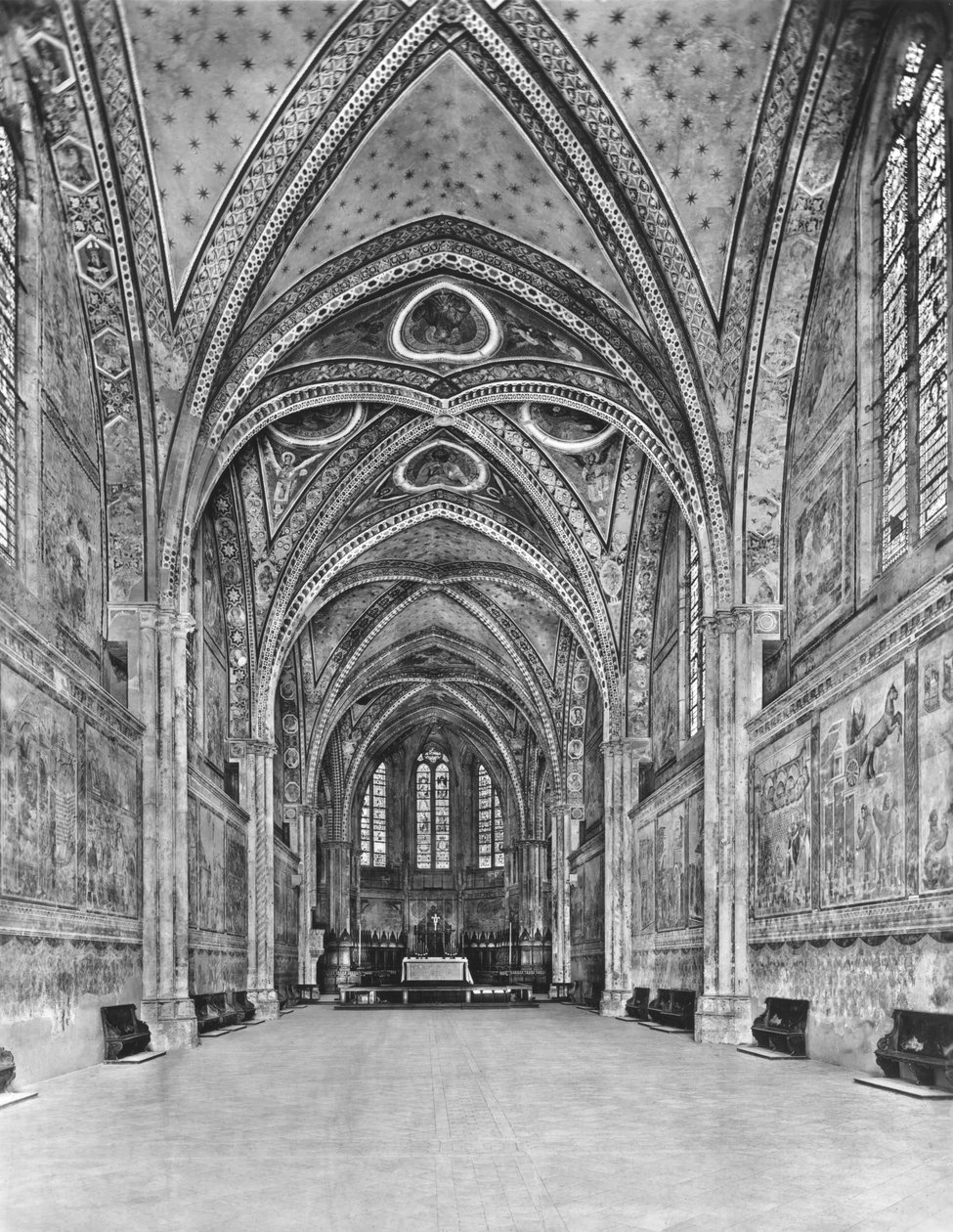 Utsikt över övre kyrkans inre av Italian School