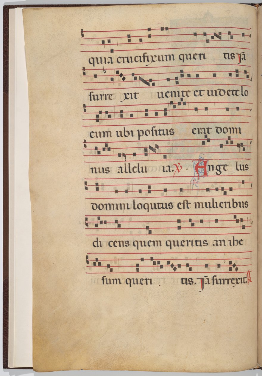 Blad 1 från ett antifonalt fragment (verso) av Italian 13th Century