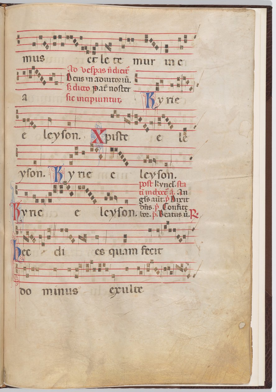 Blad 5 från ett antifonalt fragment av Italian 13th Century