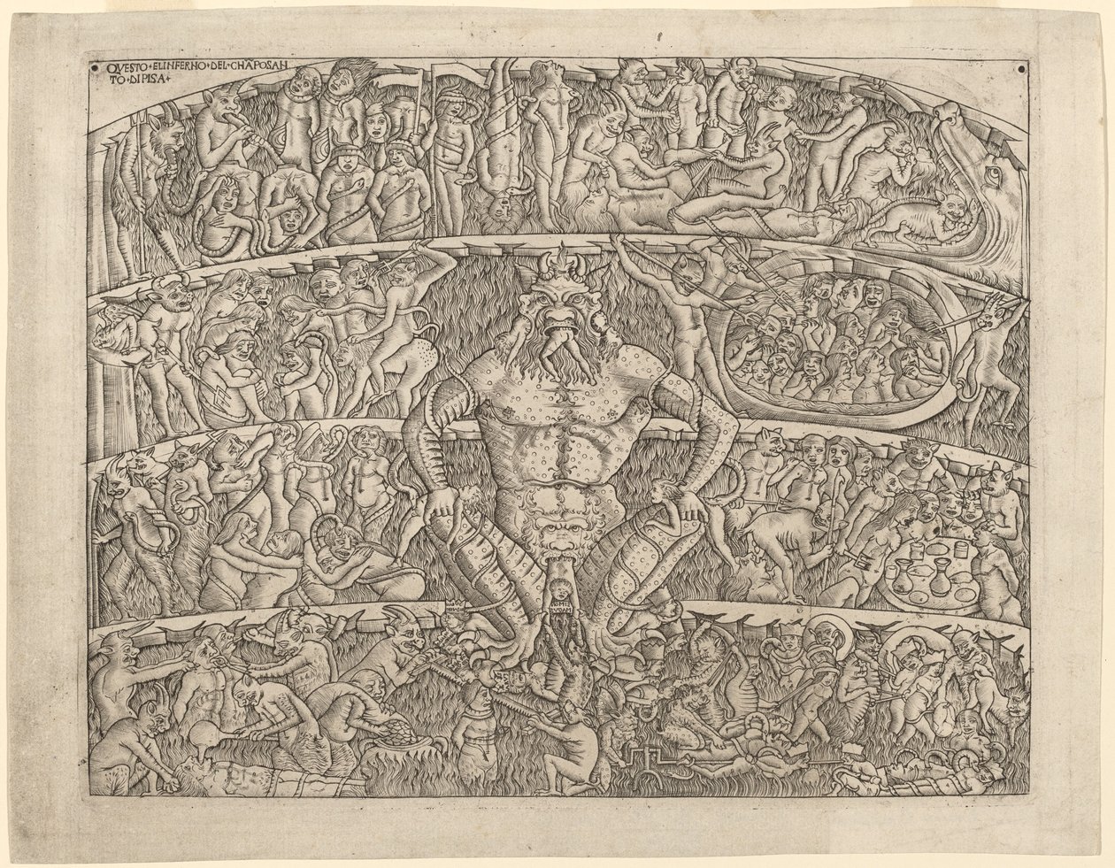 Inferno, efter fresken i Camposanto i Pisa av Italian 15th Century