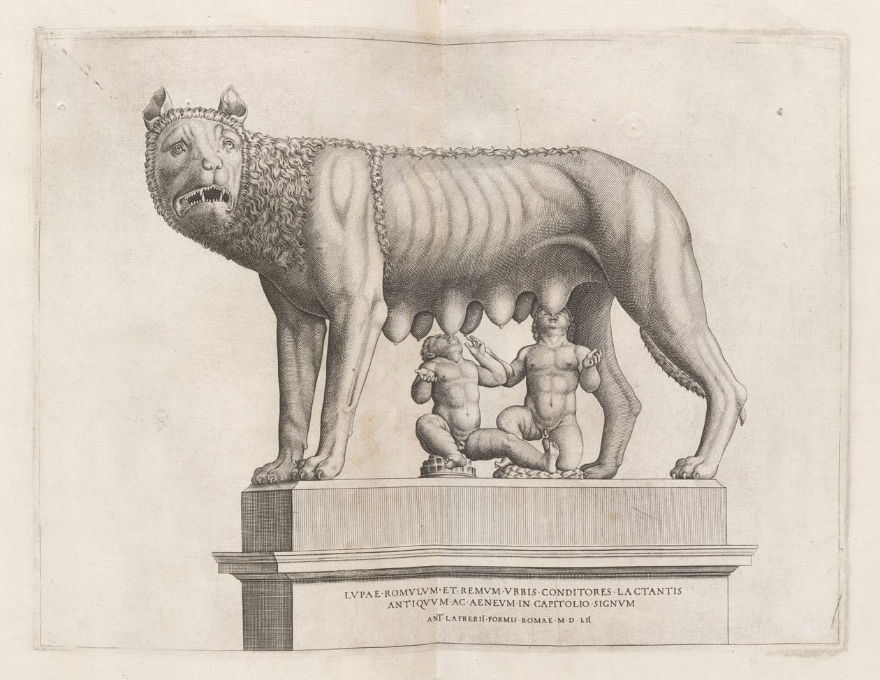 Capitoline Wolf med Romulus och Remus av Italian 16th Century