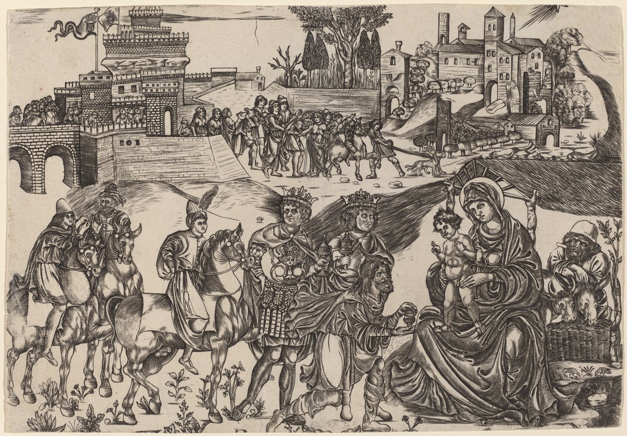 Tillbedjan av Magi av Italian 16th Century