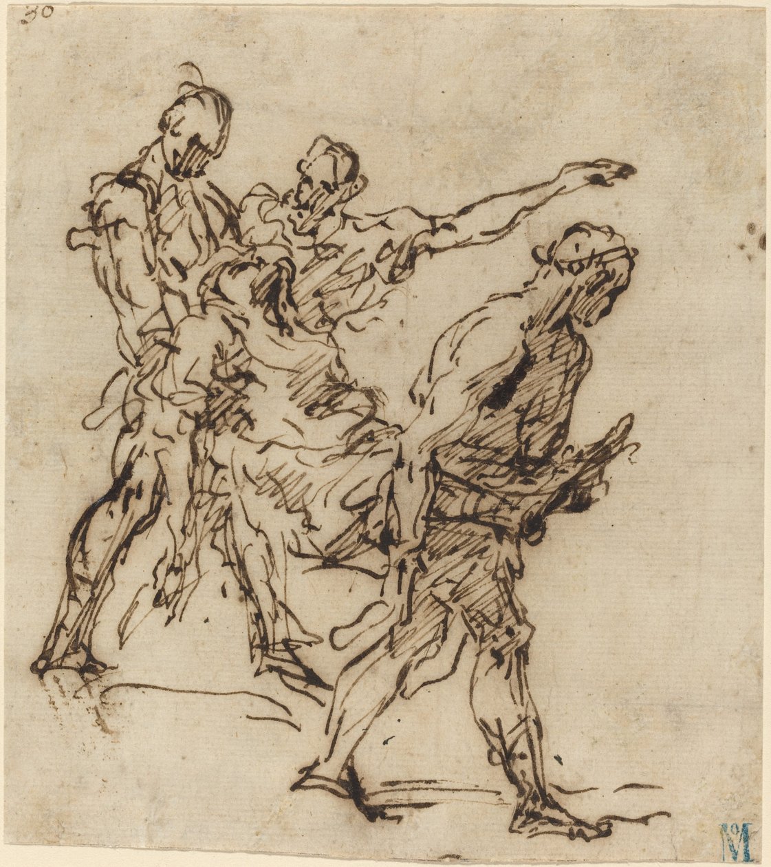 Figurer som bär en kropp av Italian 17th Century