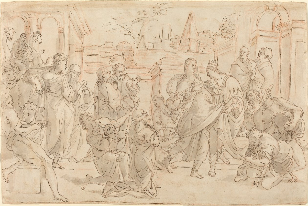 Josef och hans bror i Egypten [verso] av Italian 17th Century