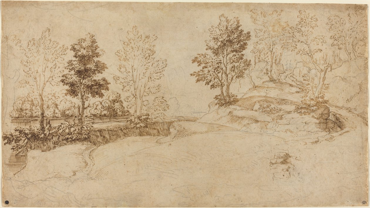 Flodlandskap av Italian 17th Century