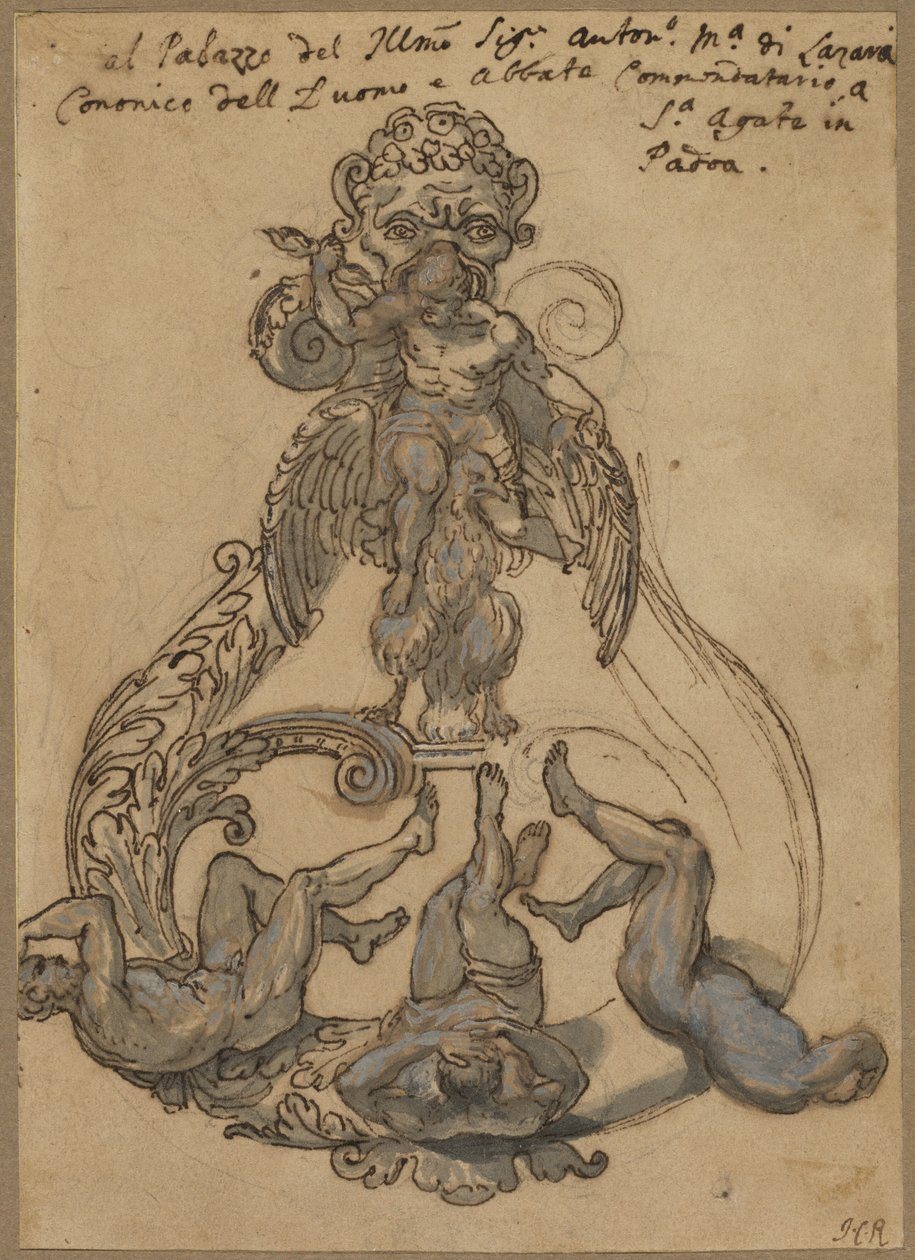 Dörrknacker med Zeus Vanguishing Giants av Italian 17th Century or Italian 18th Century
