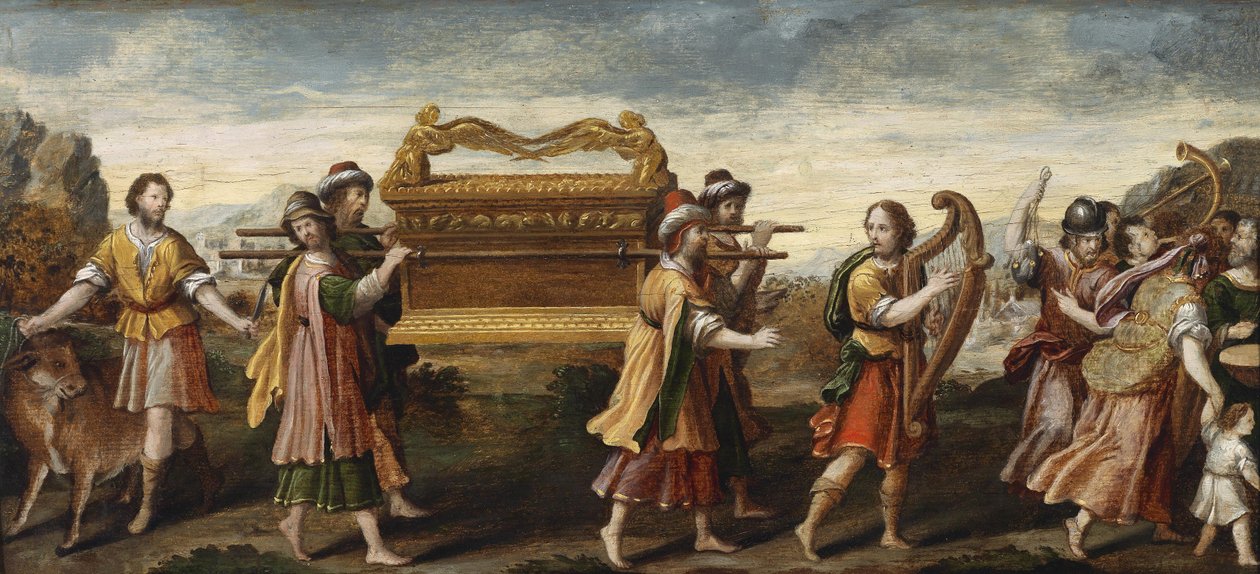 Kung David bär förbundsarken in i Jerusalem, tidigt 1500-tal. av Italian Master