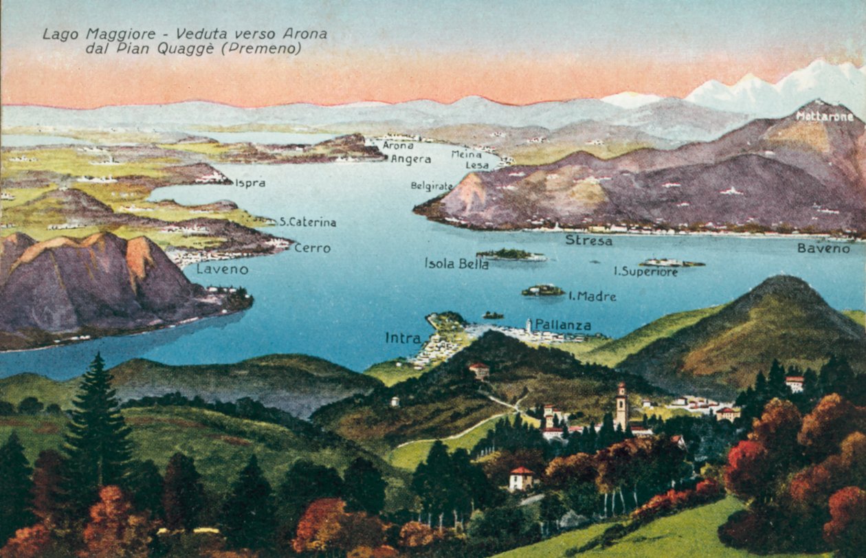 Lago Maggiore, utsikt mot Arona från Pian Quagge, Premeno (färgfoto) av Italian Photographer