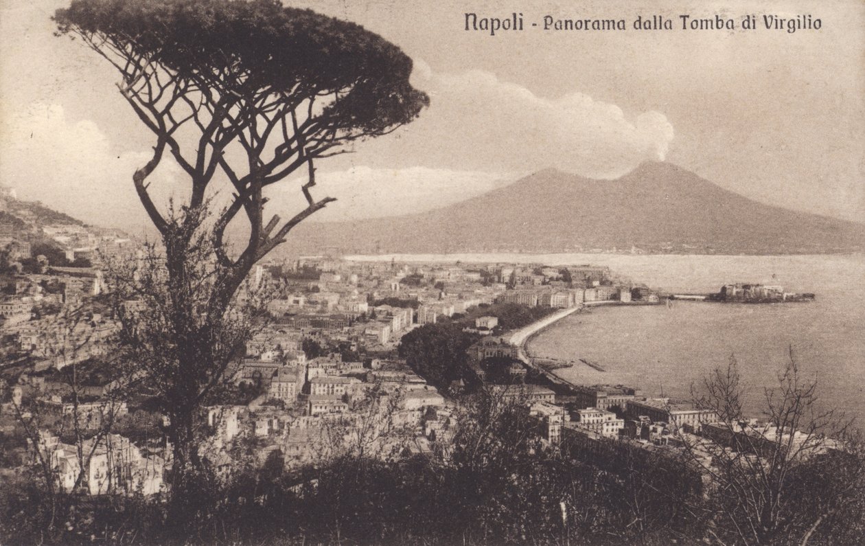 Neapel - Neapel, Panorama från Vergilius grav (svartvitt foto) av Italian Photographer