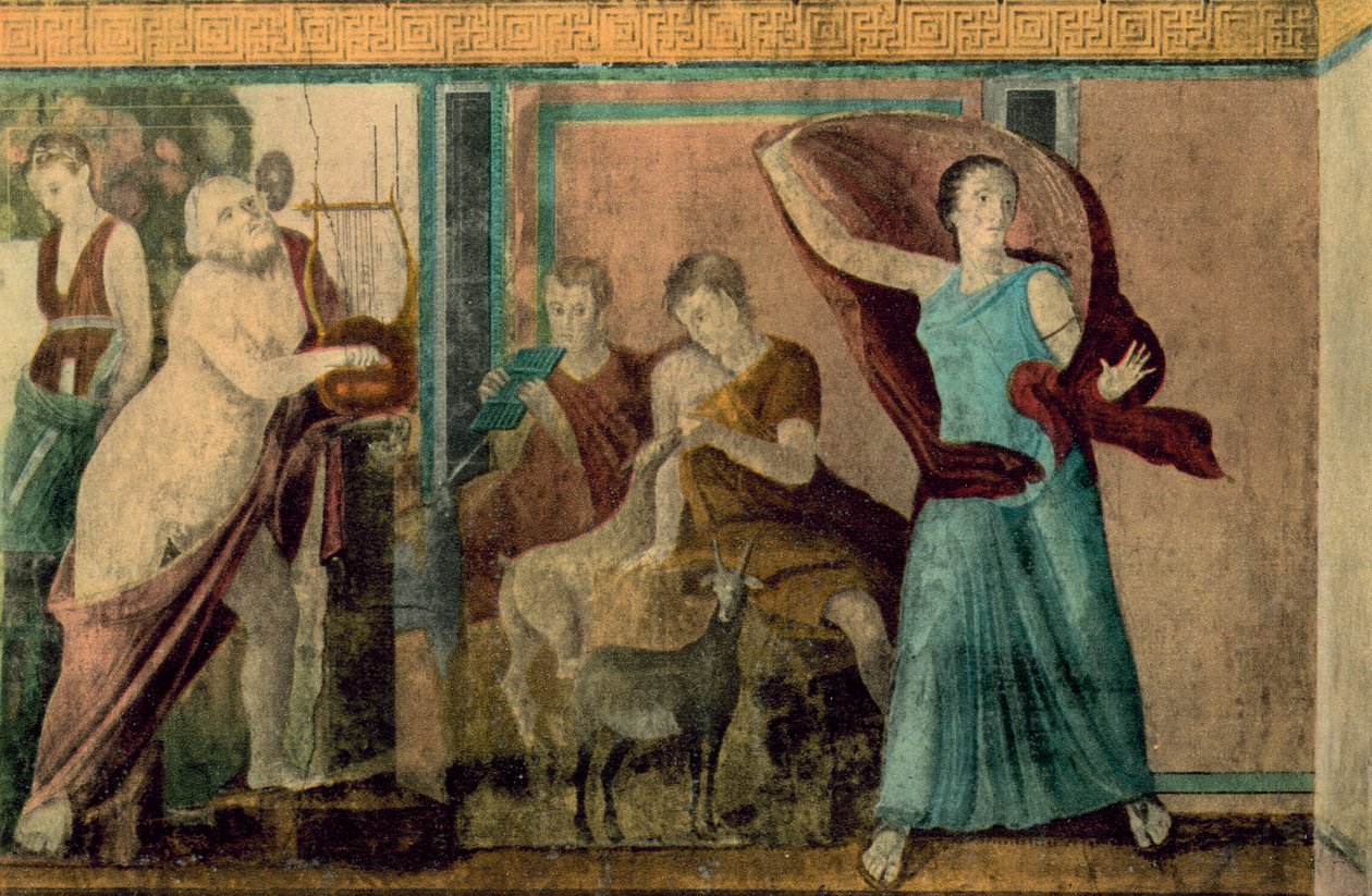 Pompeji: Mysteriernas villa, Initiation, Den skräckslagna kvinnan (färgfoto) av Italian Photographer