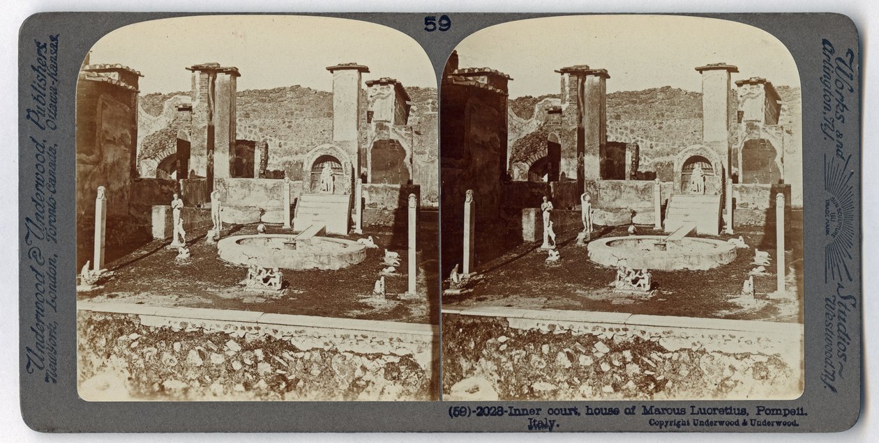 The House of Marcus Lucretius, Pompeii, från The Underwood Travel Library, 1895 (sepiafoto) av Italian Photographer