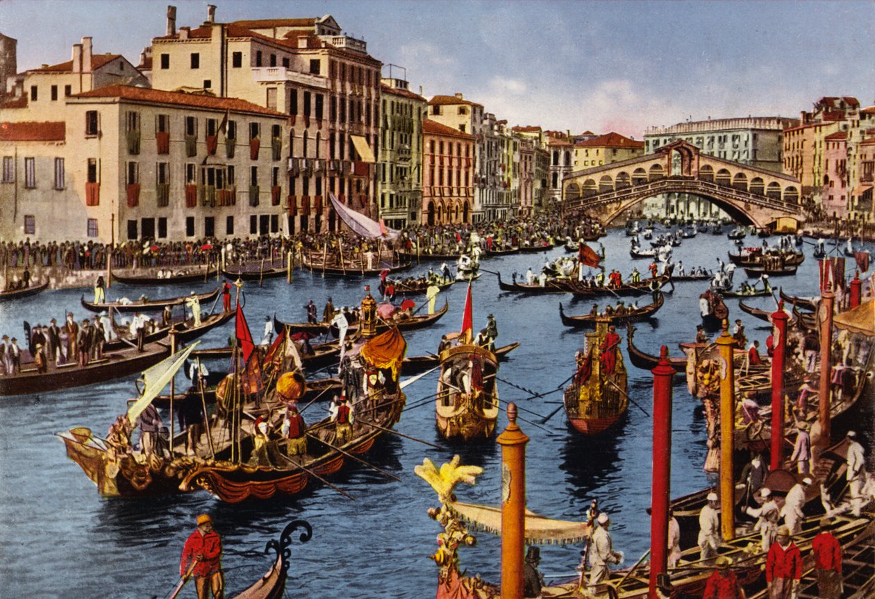 Venezia / Venedig: Canal Grande i festligt tillstånd (färgfoto) av Italian Photographer