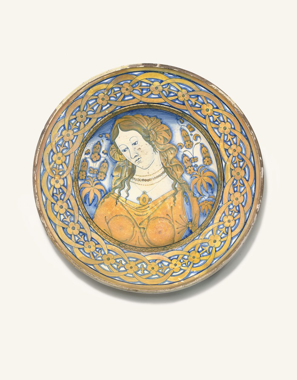 I Deruta Bella Donna Charger, c.1500-30 av Italian School