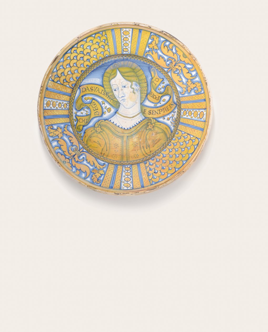 En Deruta Gold-Luster Bella Donna Charger, c.1500-30 av Italian School