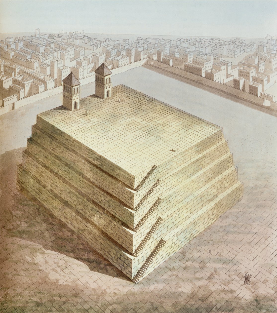 En mexikansk Teocalli, ca 1820 av Italian School