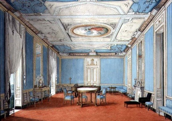 A Neo-Classical Neopolitan Palazzo Interior, c.1830 (gouache och akvarell på papper) av Italian School