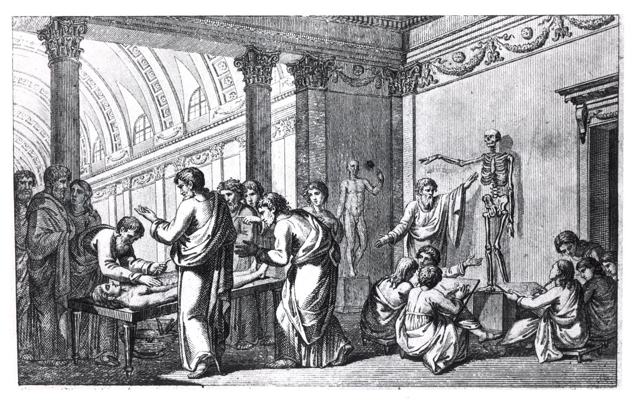 A School of Anatomy in Antiquity, från Tabulae Anatomicae av Pietro Berrettini da Cortona (1596-1669) publicerad i Rom, 1778 av Italian School