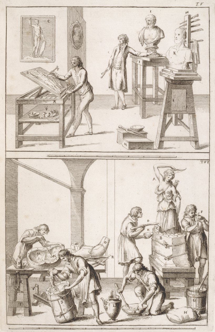 A Sculptors Studio, ca 1800 av Italian School