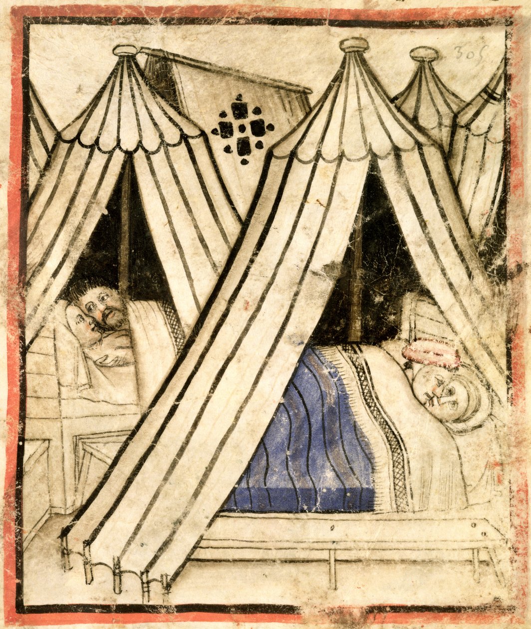 Lägg till 15277 f.51 Israeliterna ägnar sig åt sexuell omoral med de moabitiska kvinnorna i sina tält, ca 1350-99 (vellum) av Italian School