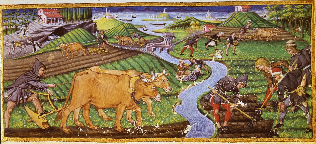 Jordbruk i början av 1400-talet. Biblioteca Riccardiana, Florens. av Italian School