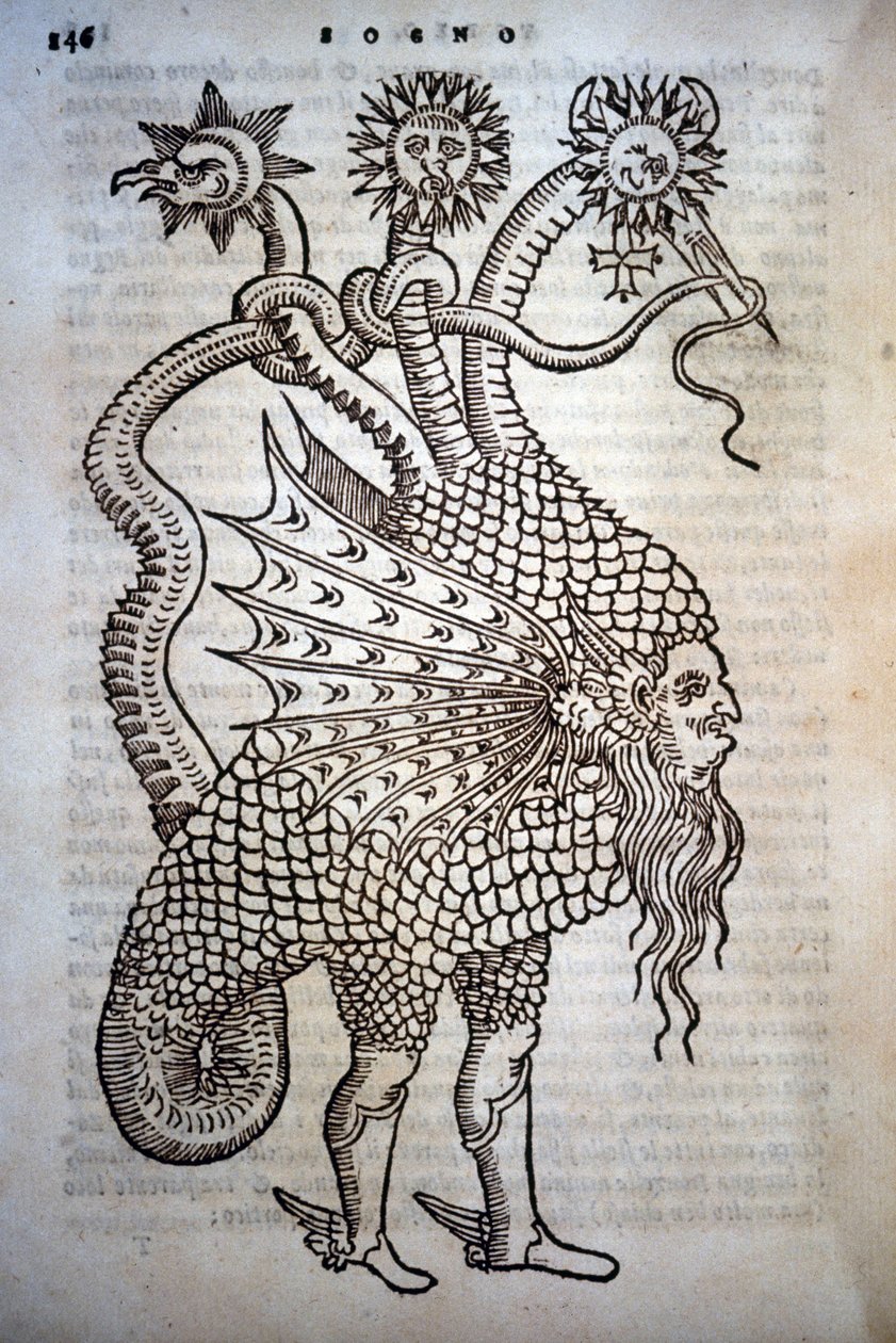Alchimie: Monster Hybrid, i - "The Transmutatione Metallica Sogni Tre" av Giovanni Battista Nazari, redigerad i Brescia 1599. av Italian School