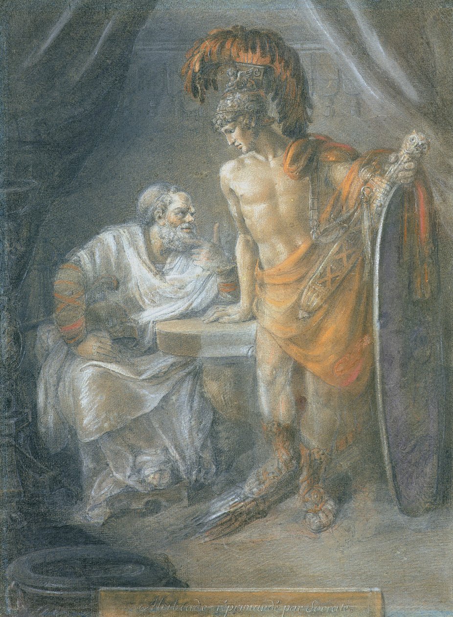 Alcibides tillrättavisad av Sokrates, ca 1780 av Italian School