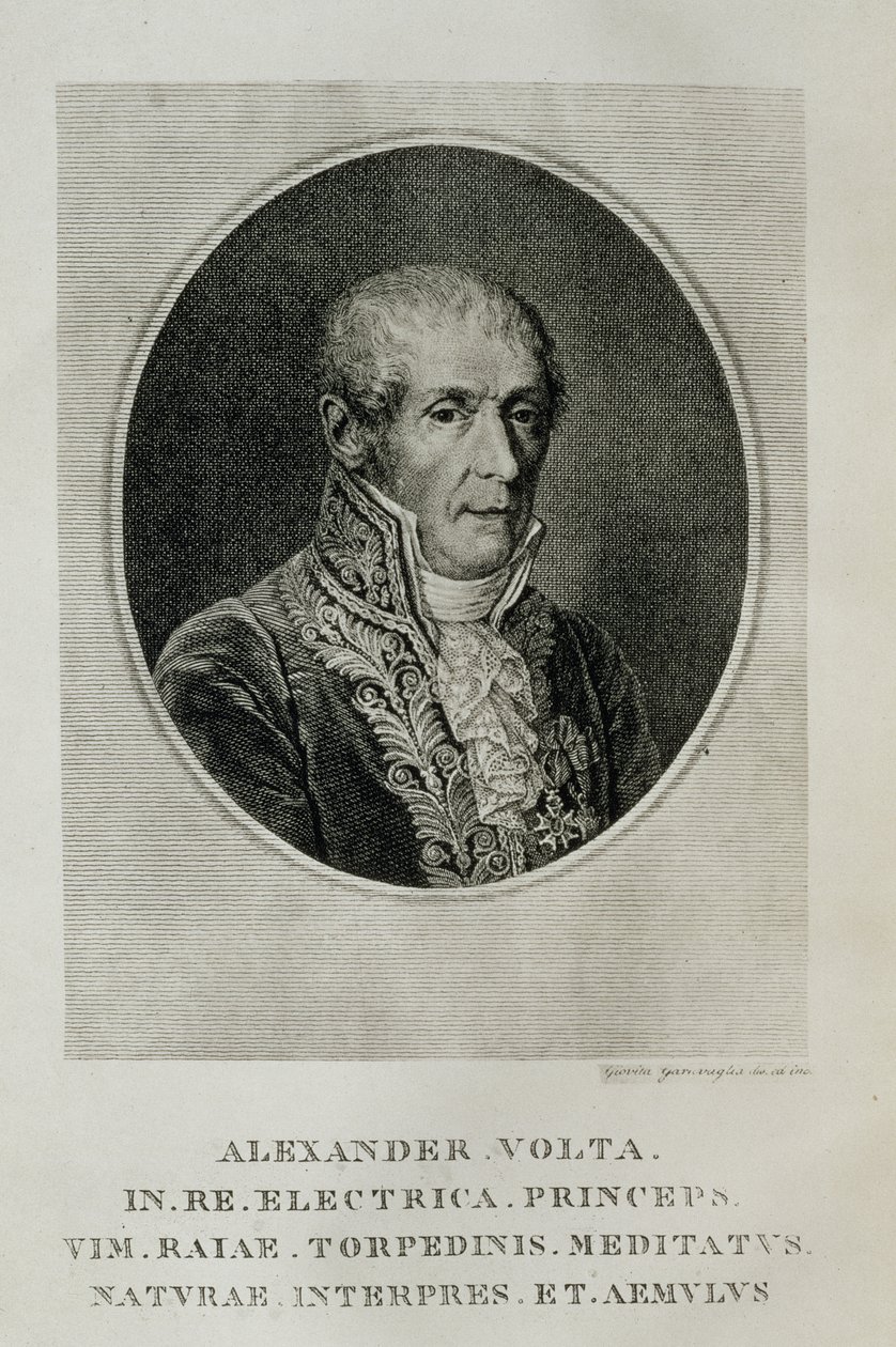 Alessandro Giuseppe Antonio Anastasio Volta (1745-1827), från LOpera Alessandro Volta, Milano, 1927 av Italian School