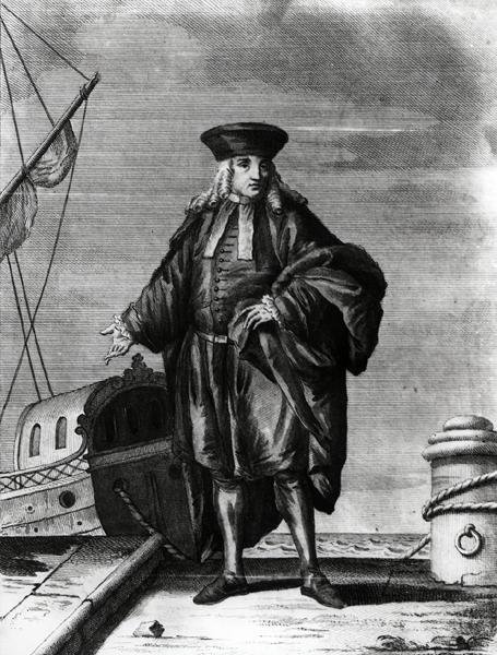 En amiral från den venetianska arsenalen (gravyr) (svart/vitt foto) av Italian School