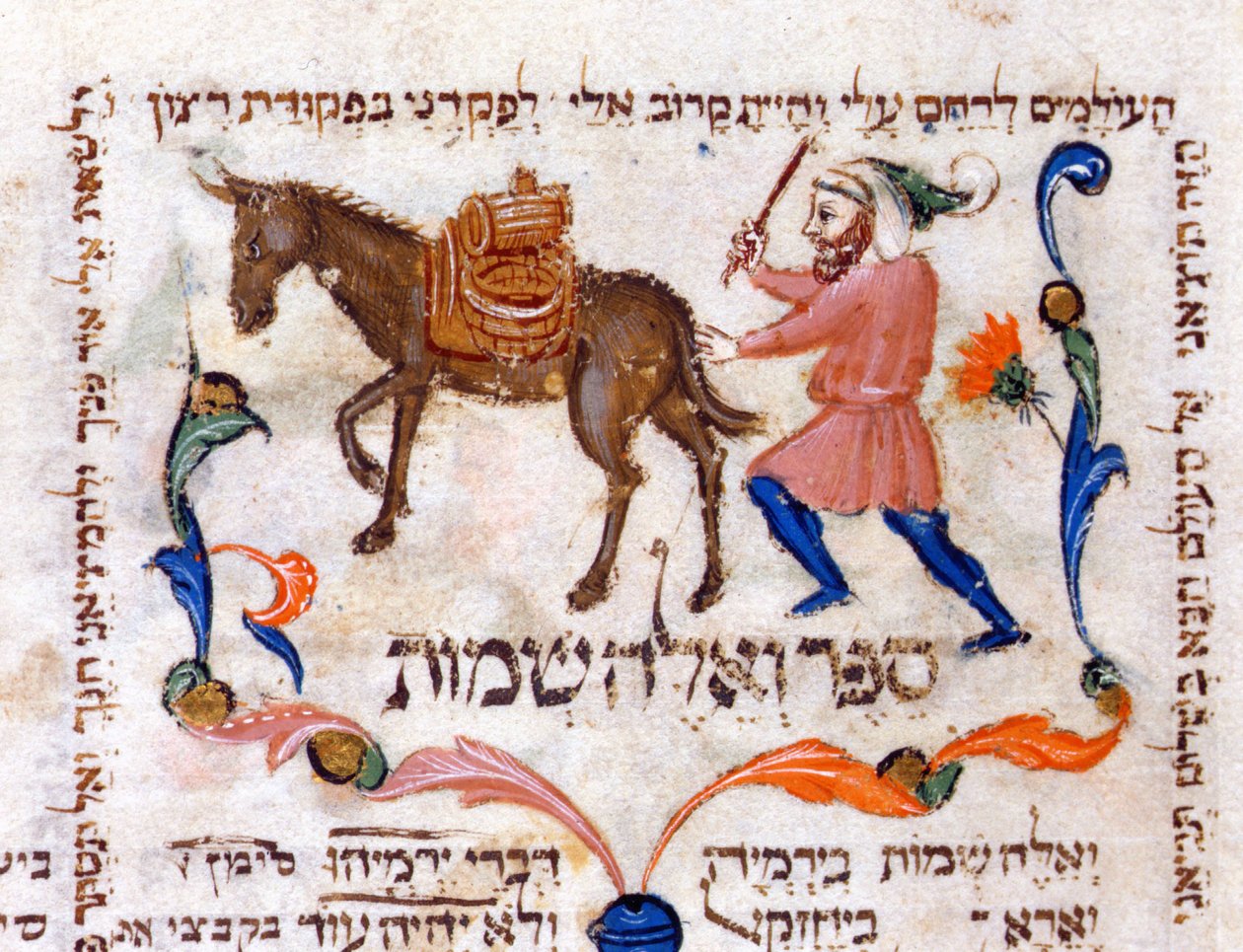 En olivoljahandlare som reser i Toscana, illustration från Toran, 1398 av Italian School