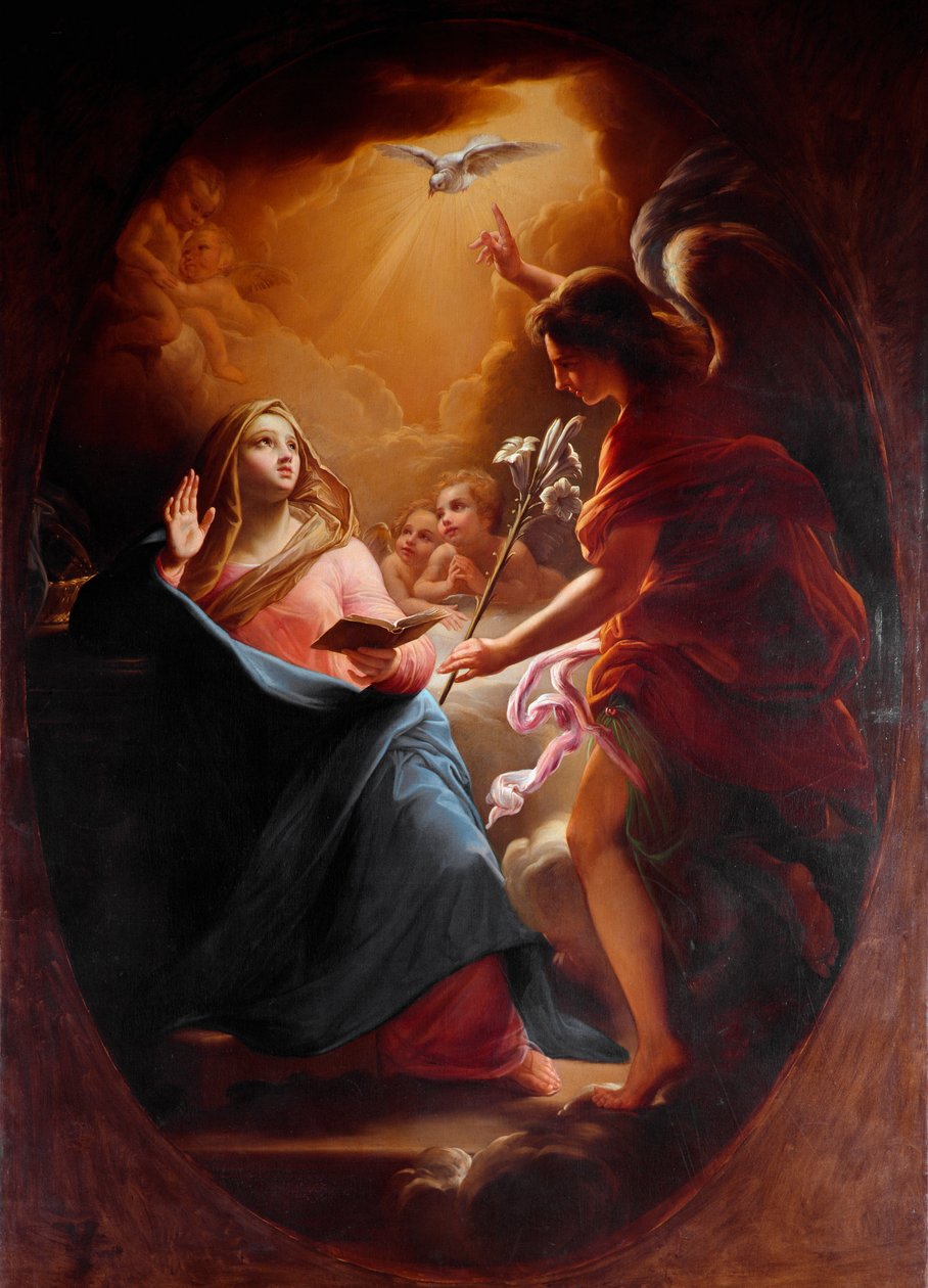 Annunciation Anonym målning av 1600-talets Rom, Chiesa del Sacro Cuore av Italian School