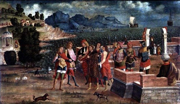 Apollo och Poseidon kommer för att hjälpa Laomedon, ca 1500 av Italian School