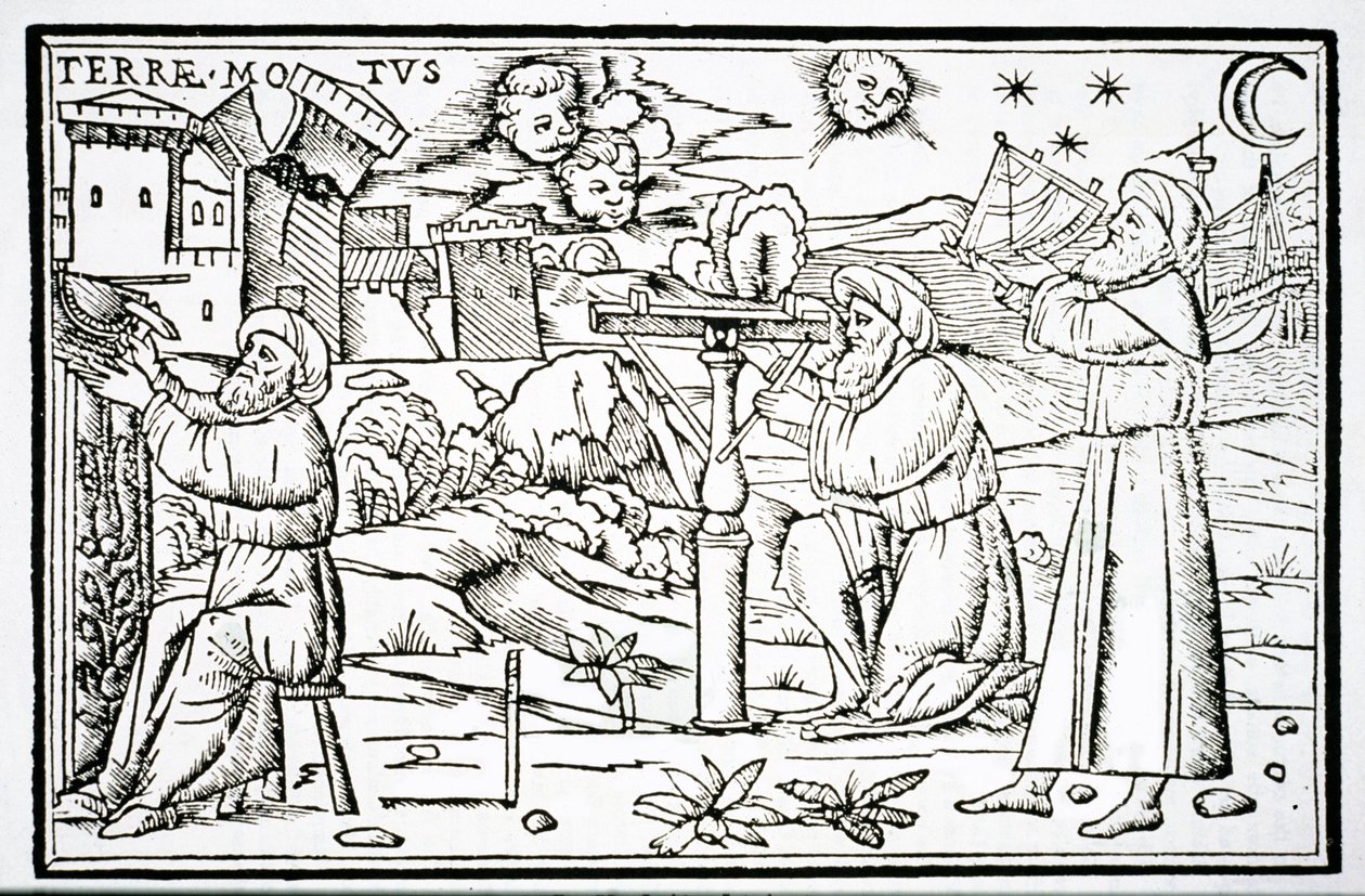 Arabiska astrologer, kopia av en illustration från In Somnium Sciopinis av Macrobius, Venedig 1513, använd i en historia om magi, publicerad i slutet av 1800-talet av Italian School