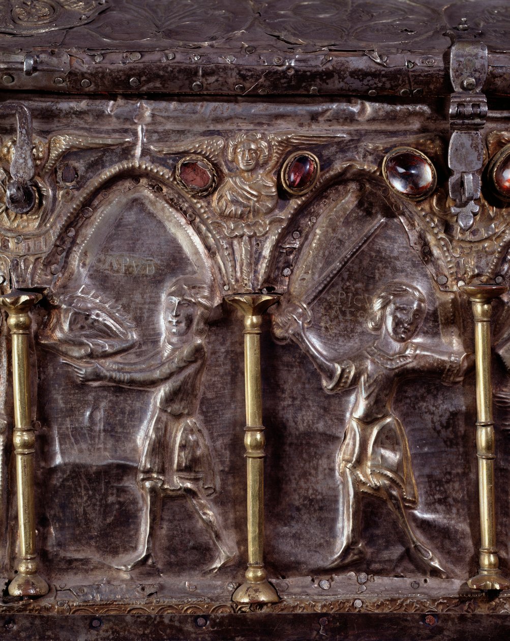 Ark of Barbarossa, med scener från Johannes Döparens liv (trä, bladsilver och stenar av Italian School