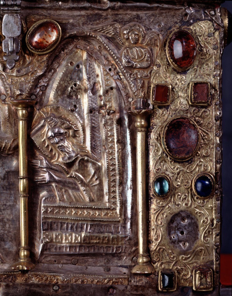 Ark of Barbarossa, med scener från Johannes Döparens liv (trä, bladsilver och stenar av Italian School