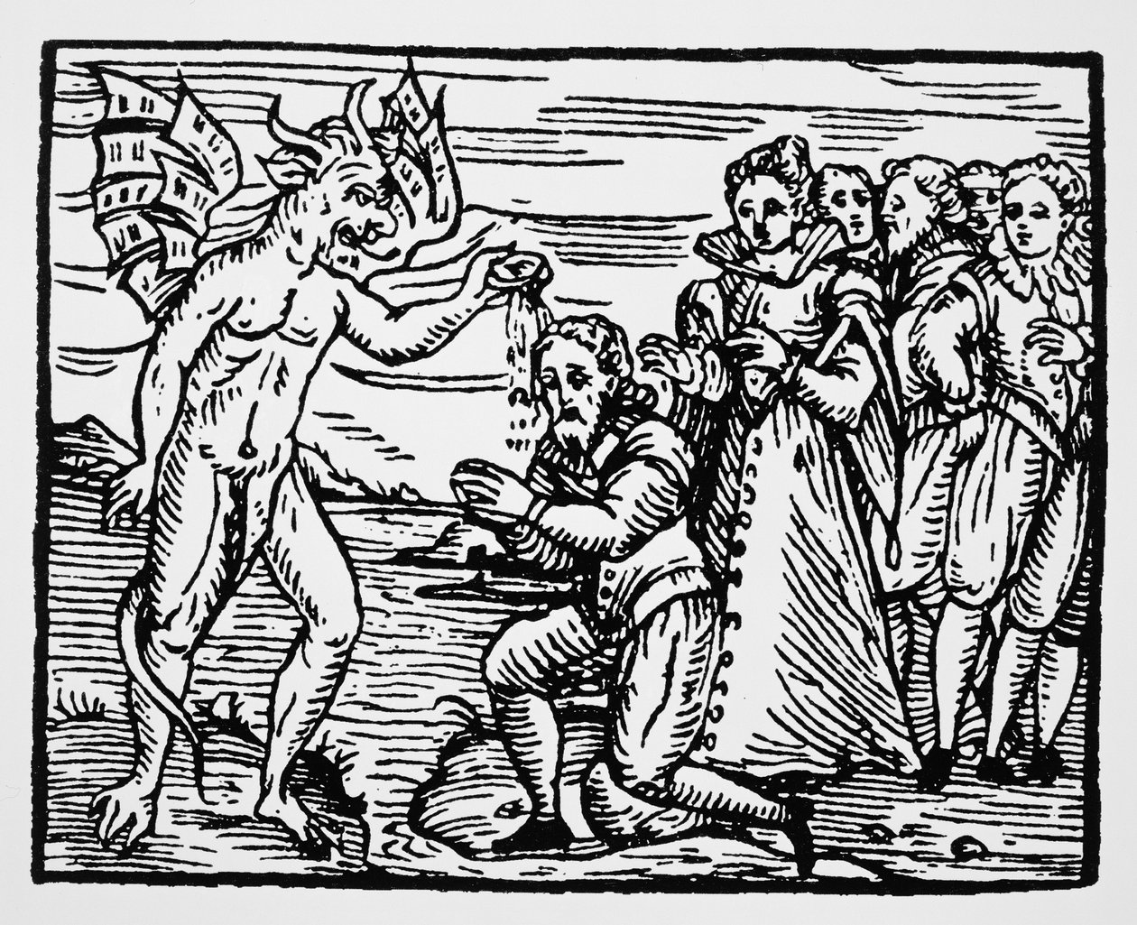 Baptism by the Devil, kopia av en illustration från Compendium Maleficarum av Fr M Guaccius, Milano 1608, använd i History of Magic, publicerad i slutet av 1800-talet av Italian School
