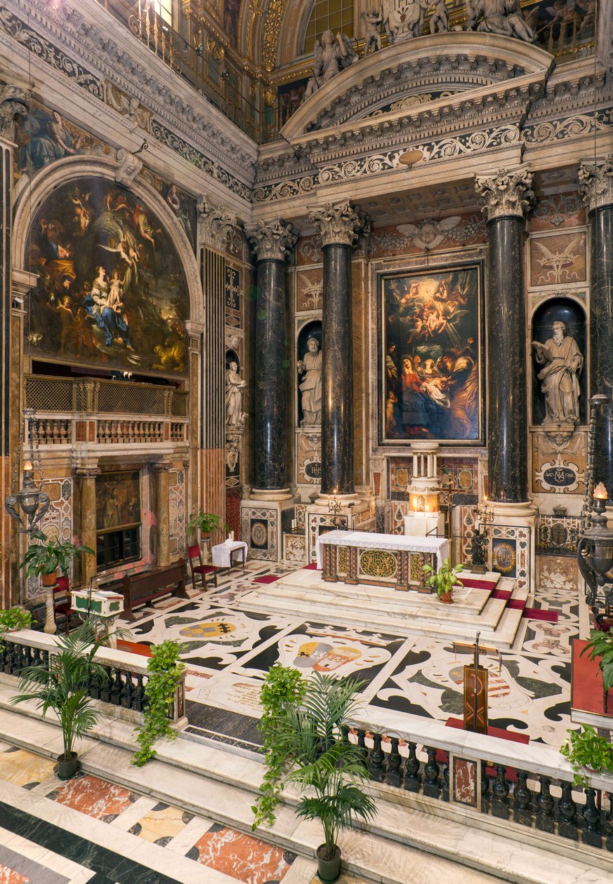 Barockkonst: Interiörvy av Jesuitkyrkan av det heliga namnet Jesus (chiesa del Gesu) i Rom av Italian School