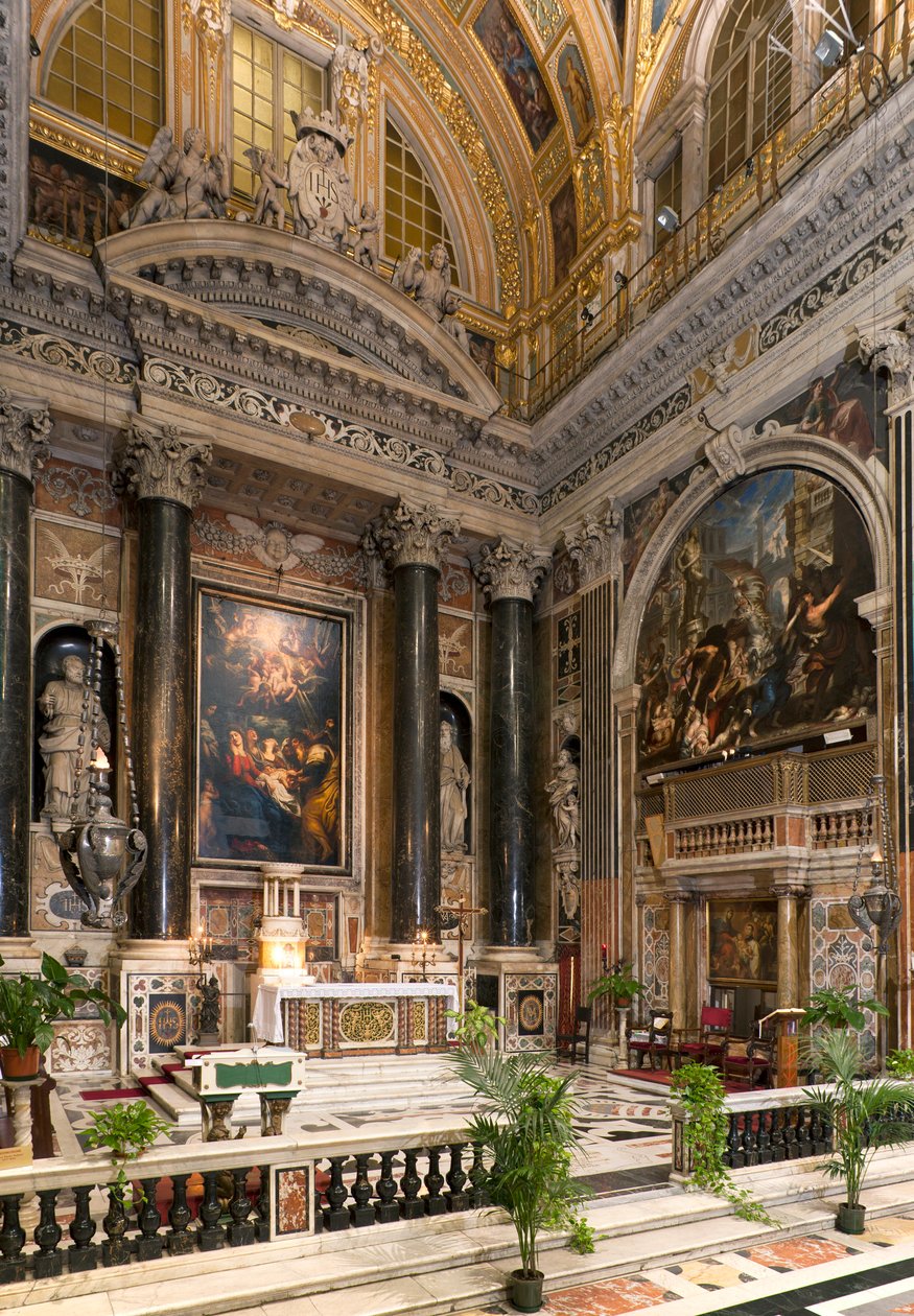 Barockkonst: Interiörvy av Jesuitkyrkan av det heliga namnet Jesus (chiesa del Gesu) i Rom av Italian School