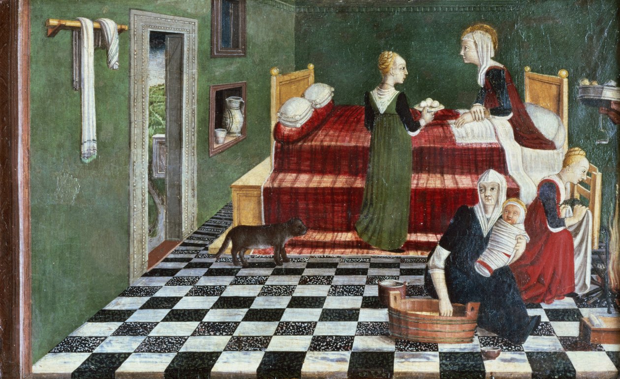 Jungfruns födelse (fack av en predella), Veneto, c.1480 av Italian School