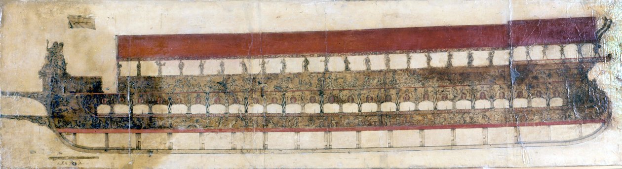 Bucentaur (BUCENTORO), en ceremoniell galerie i Venedig som används varje år av dogen i Venedig på Kristi himmelsfärdsdag. Han kastade en guldring i havet vid det tillfället, som symboliserade hans äktenskap med havet. 1719. av Italian School