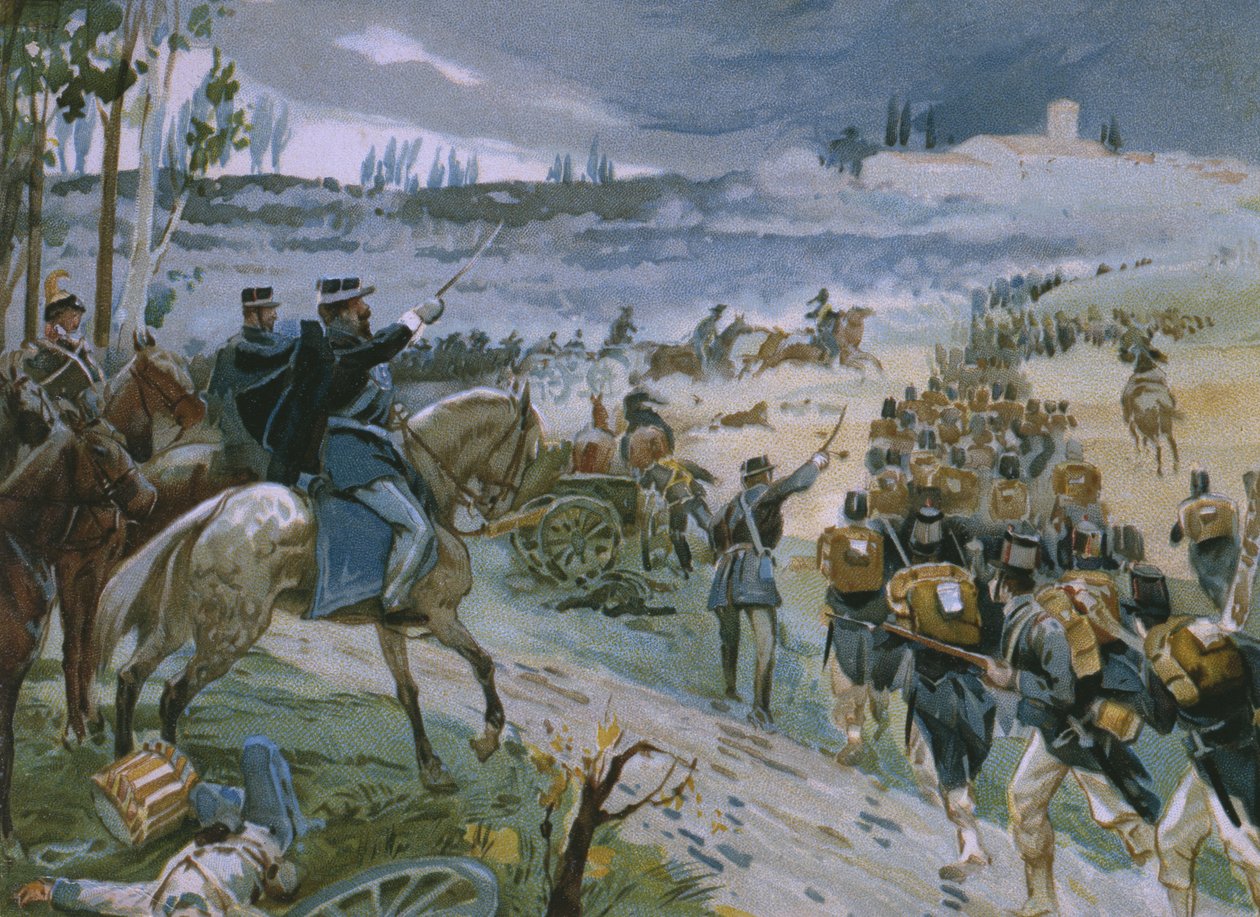 Erövring av Rom genom genombrottet av Porta Pia den 20 september 1870, illustration från ett album om Risorgimentos historia gjord för chokladen Talmone, sent 1800-tal av Italian School